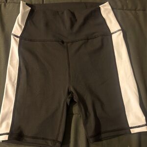 All Fenix Black and White Racing Stripe Biker Shorts size Medium